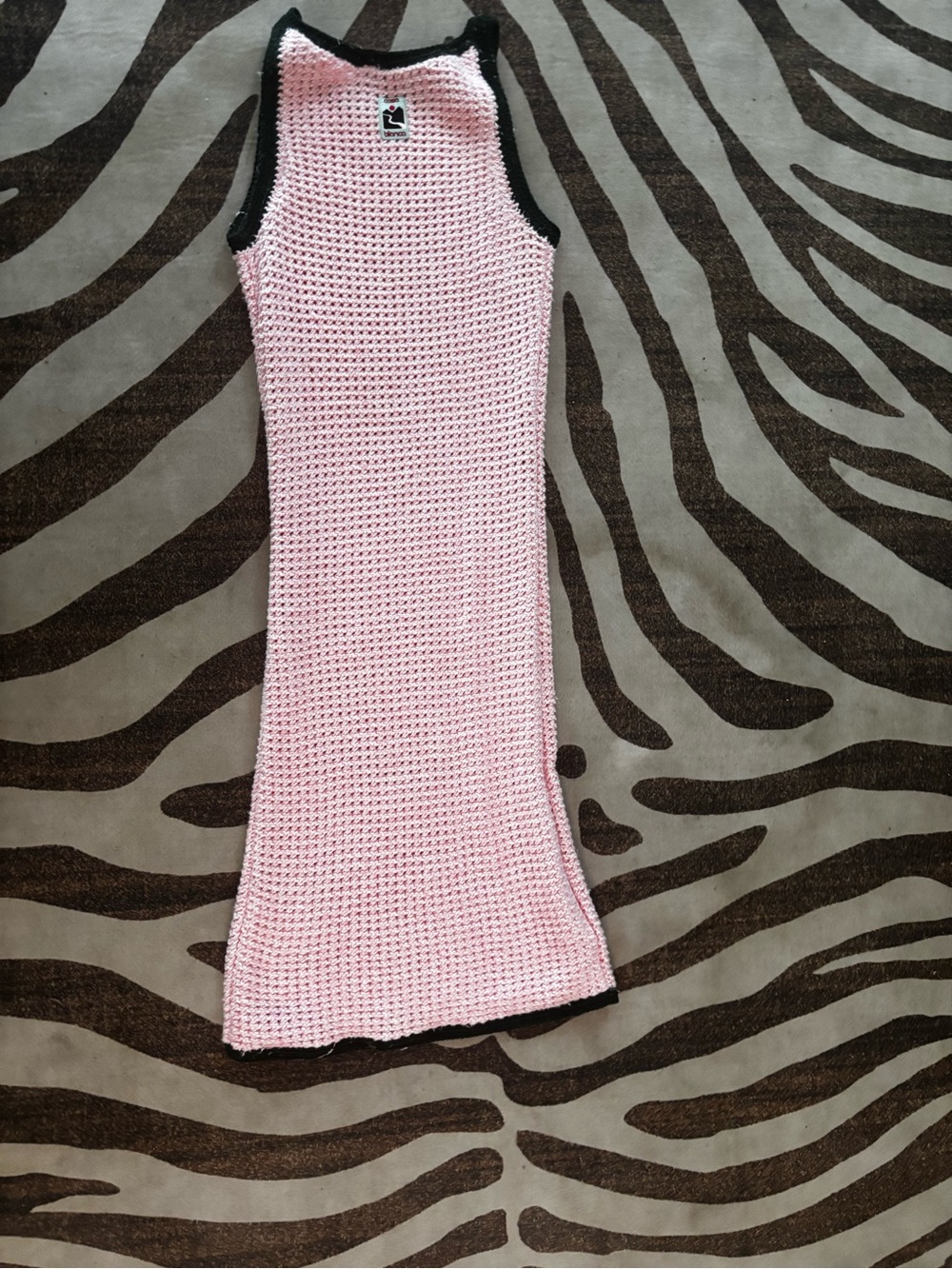 Casablanca Paris Mouline Dress | Pink w/ Green Trim | Damaged | Medium (M)
